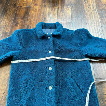 Vintage LL Bean Made In USA Womens Button Up Fuzzy Fleece Blue Jacket Med