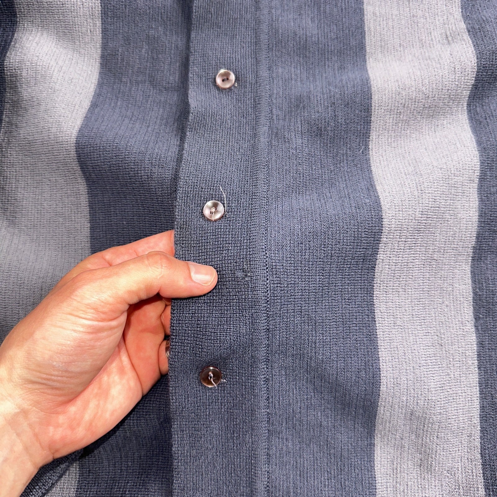 VTG 1960s Kintted Shirt Polo Gray Loop Collar Cardigan Sweater Rockabilly Kramer