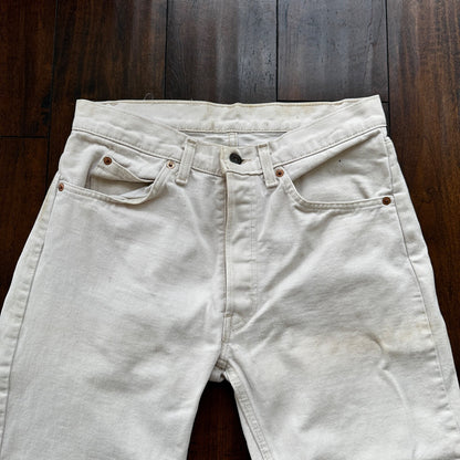 Vintage 80s Levis 501 USA 30x24 Tag Jeans 80s White Bleach Wash Act Worn Capri