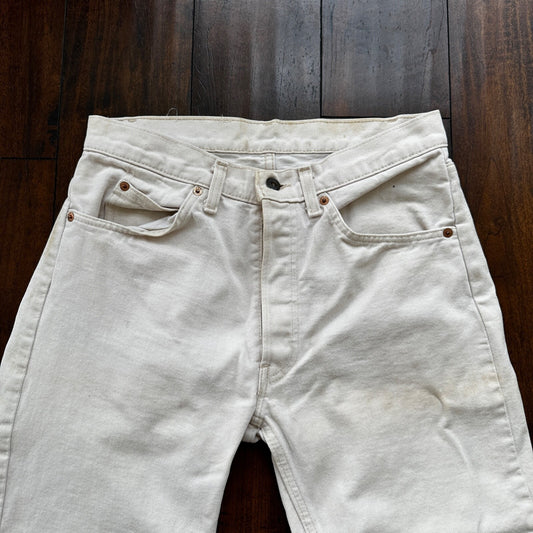 Vintage 80s Levis 501 USA 30x24 Tag Jeans 80s White Bleach Wash Act Worn Capri