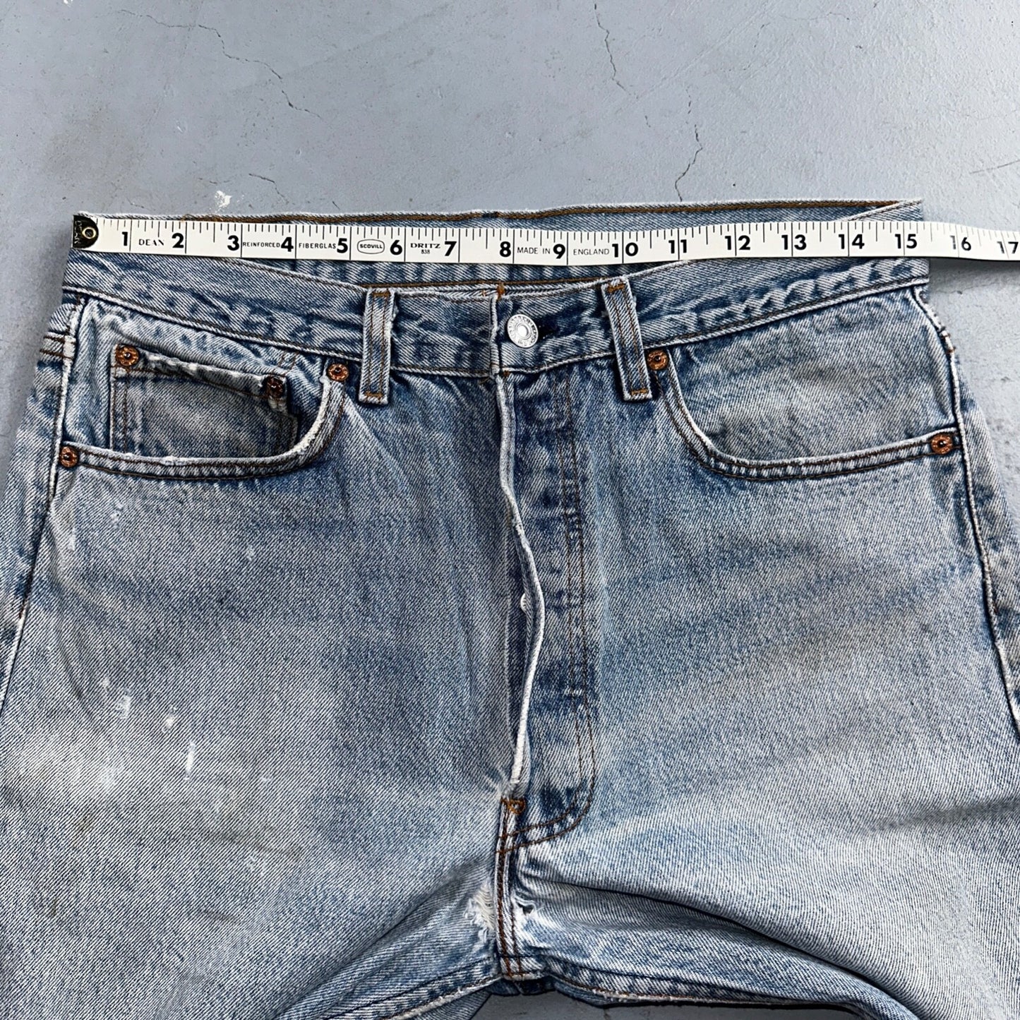 Levis 501 Vintage 90s USA XX Straight Leg Jeans Blue Light Wash 34x36 Act 31x32