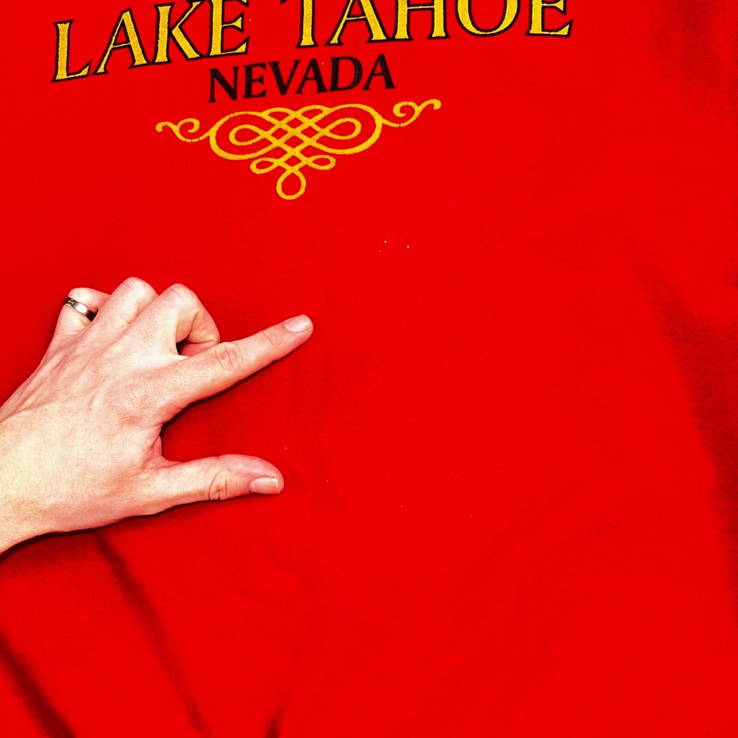 Lake Tahoe Sweatshirt 90s VTG Crewneck Nevada Basic Red JERZEES Sweat XL