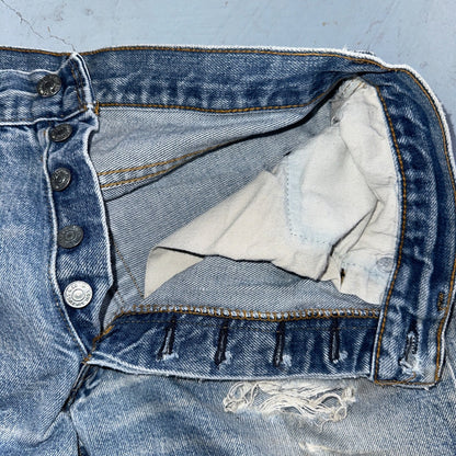 Levis 501 Vintage 80s Redline Selvedge USA Light Jeans Thrashed 32x36 Act 29x32