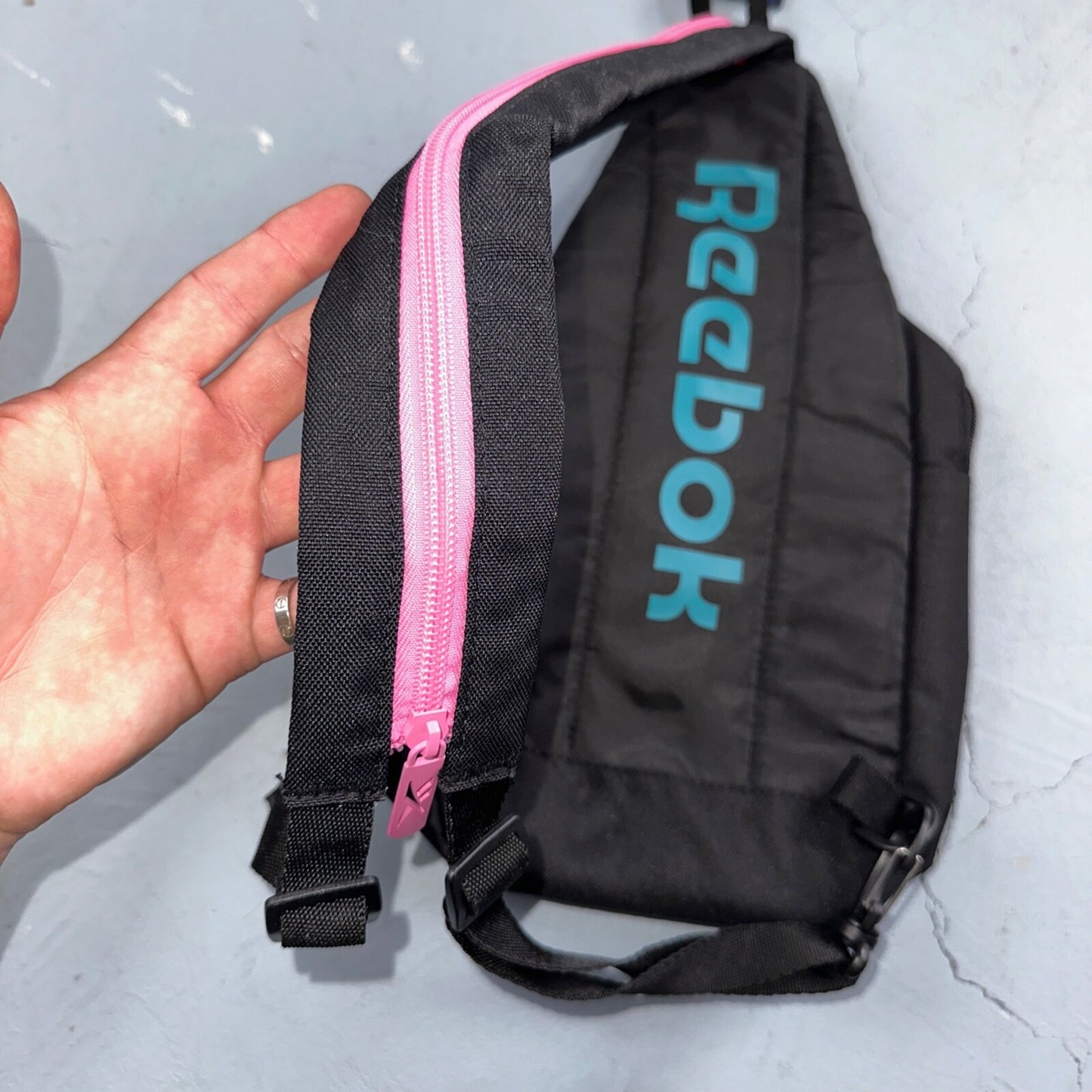 REEBOK Cosmos Crossbody Sling Bag Back Pack Black Pink Lightweight NWT