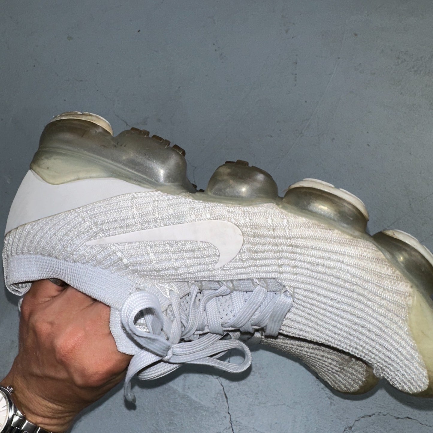 Nike Air VaporMax Flyknit 3 Pure Platinum - Mens Sz 9 - Running White Shoes