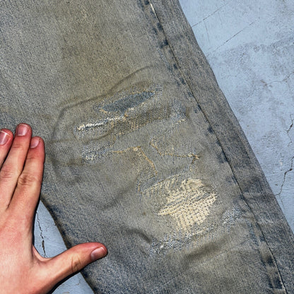 Levis 501 Vintage 80s Redline Selvedge USA XX Jeans Light Wash Thrashed Ac 29x26