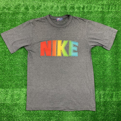 Nike Vintage T Shirt Mens Rainbow Spellout Arc JDI Japan 80s Blue Tag Geisha 90s
