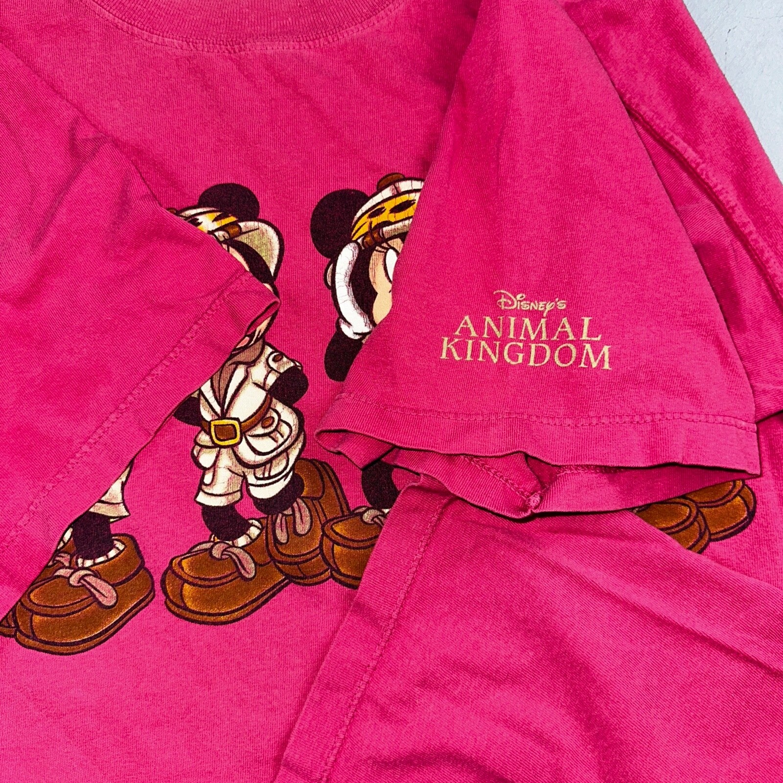 Disney Animal Kingdom Safari VTG T Shirt 90s Minnie Mouse Cute Pink USA Rare M