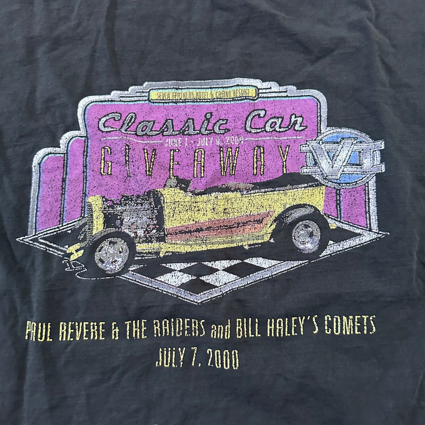 Y2K 2000 VTG T Shirt Classic Cars Driving Old Nascar Antique Black Faded 2XL