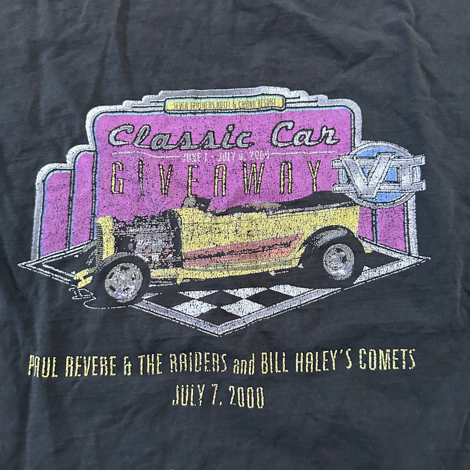 Y2K 2000 VTG T Shirt Classic Cars Driving Old Nascar Antique Black Faded 2XL