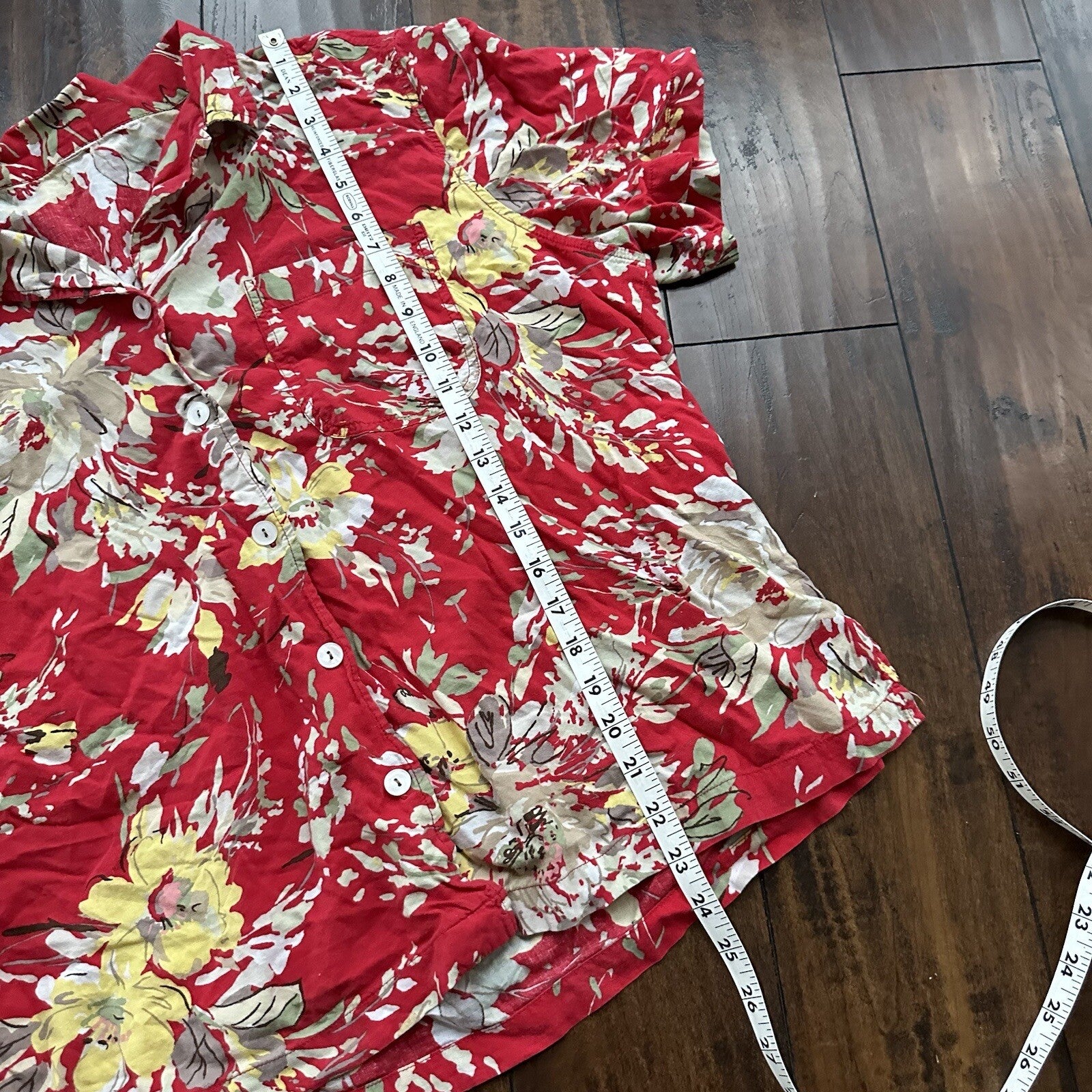 Vintage USA Rockabilly Womens Shirt Button Down Shirt Hawaiian Crazy Print 90s