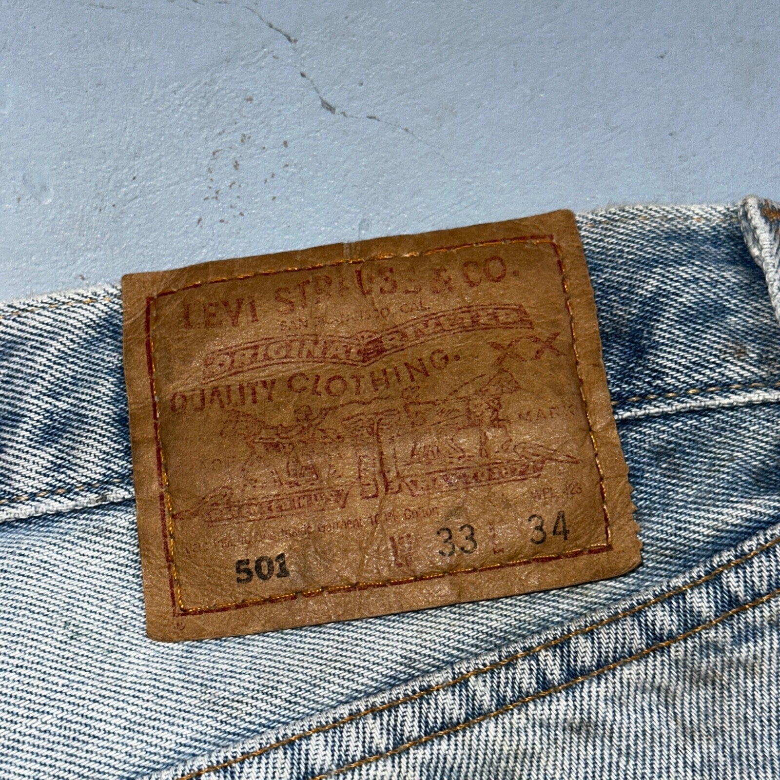 Levis 501 Vintage 90s XX Straight Leg Mexico Jeans 33x34 Light Wash Act 31x27