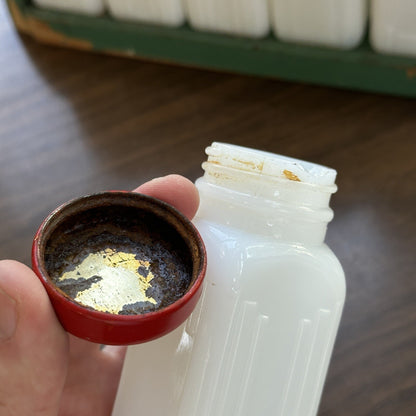 Griffith Milk Glass Spice Jar Set with Wooden Rack USA 1930s Art Deco 12 Pc