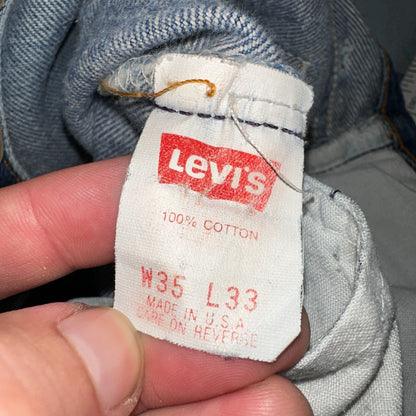 Levis 501 Vintage 90s USA XX Straight Leg Jeans Blue Light Wash 35x33 Act 32x30