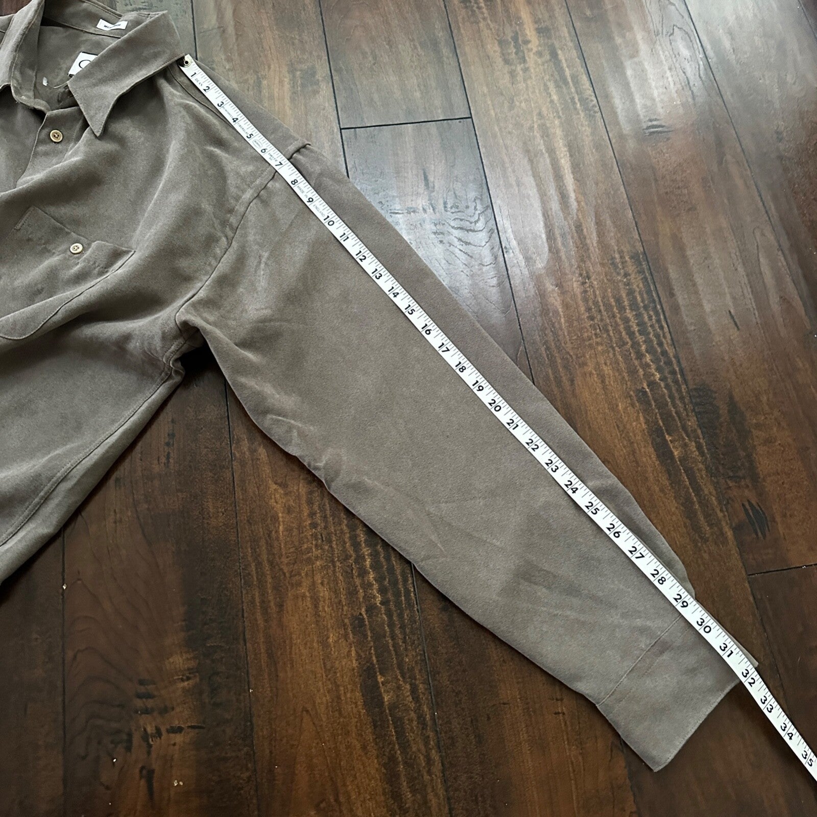 Vtg Geoffrey Beene Mens Micro Suede Long Sleeve Button Up grey/olive  Sz L