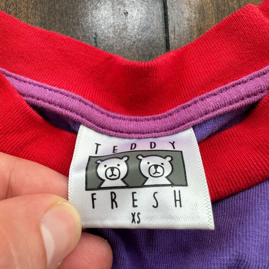 Teddy Fresh Purple Red Neck XS Hype Vintage Style T Shirt Basic Essential