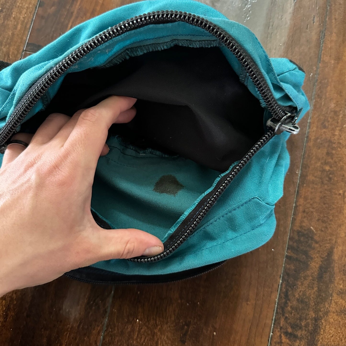 Vtg Large Blue Teal Fanny Waist Bag Pack Minimalistic Side 80s 90s Six Flags