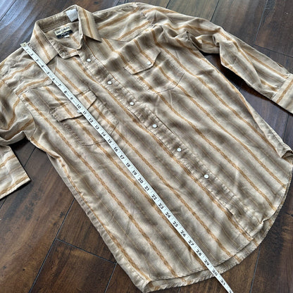 Mens ROPER Gold Collection Pearl Snap Button Front Pockets Western Shirt M Gold