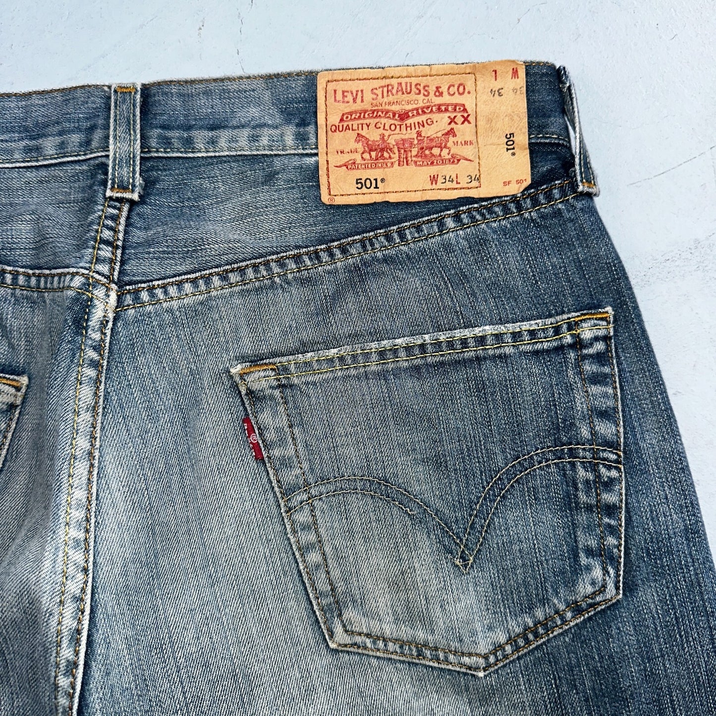 Levis 501 Vintage Y2K XX Straight Leg Jeans Blue Med Wash 34x34 Act 33x30