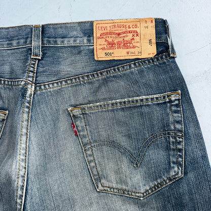 Levis 501 Vintage Y2K XX Straight Leg Jeans Blue Med Wash 34x34 Act 33x30