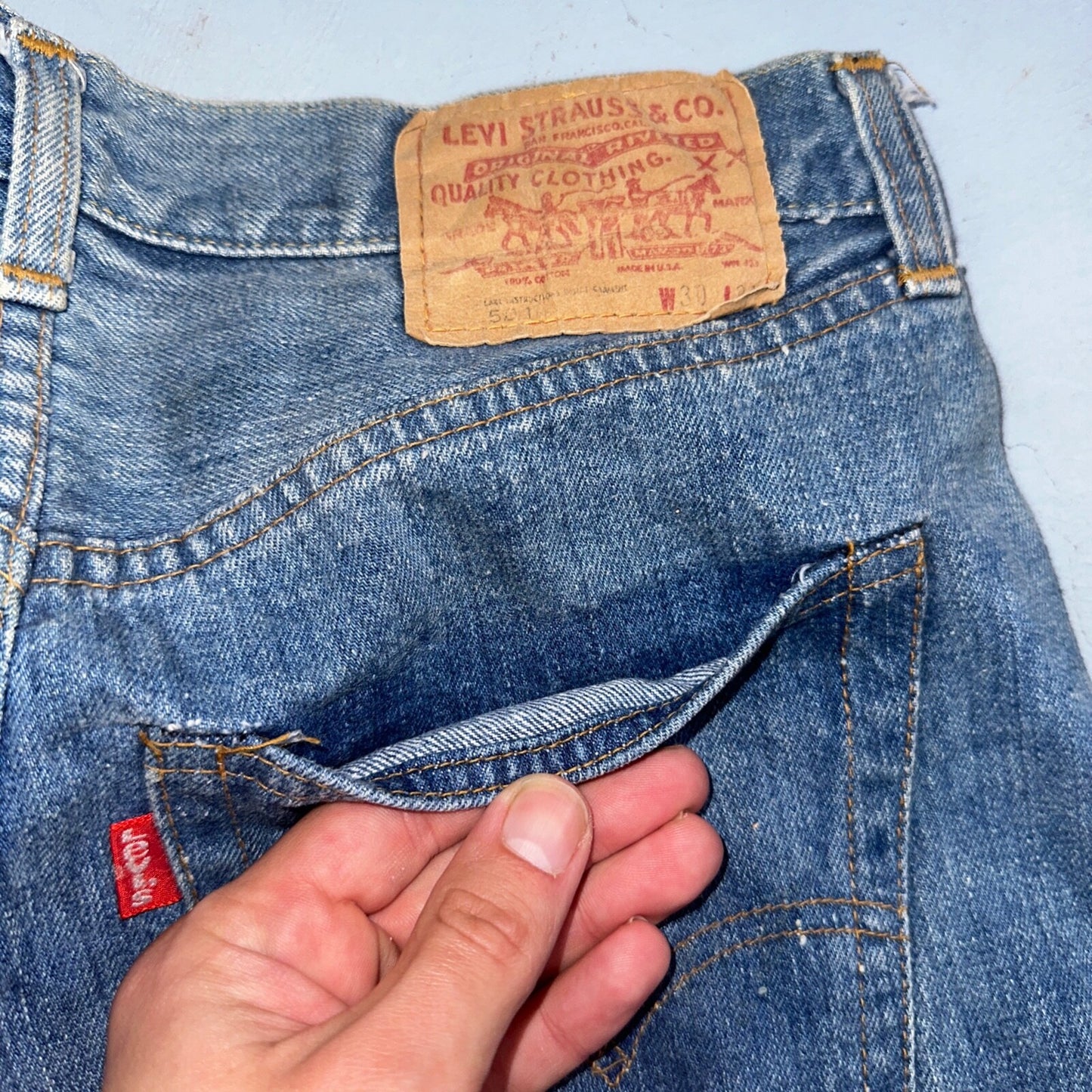Levis 501 Vintage 70s SS Redline Selvedge USA XX Jeans Med Wash 30x31 Act 28x27
