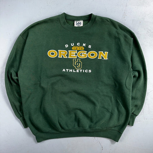 Oregon Ducks LEE 2XL UO Sweatshirt 90s VTG Crewneck Pacific USA College Green