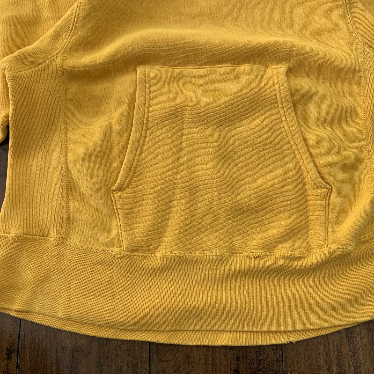 Vintage 70s Champion USA Reverse Weave Sweatshirt Hoodie Basic Blank Yellow 60s