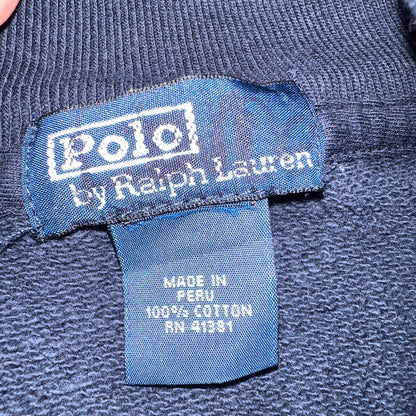 Polo Ralph Lauren Sweater VTG M Blue Cotton Long Sleeve Mock Neck Quarter Zip