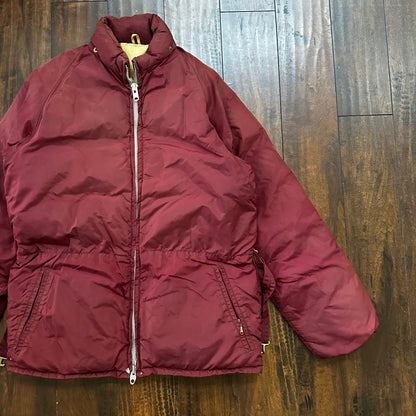 Vintage 1960s Goose Down Alp Sport Jacket L Ski Parka Coat Red Talon zip Bauer
