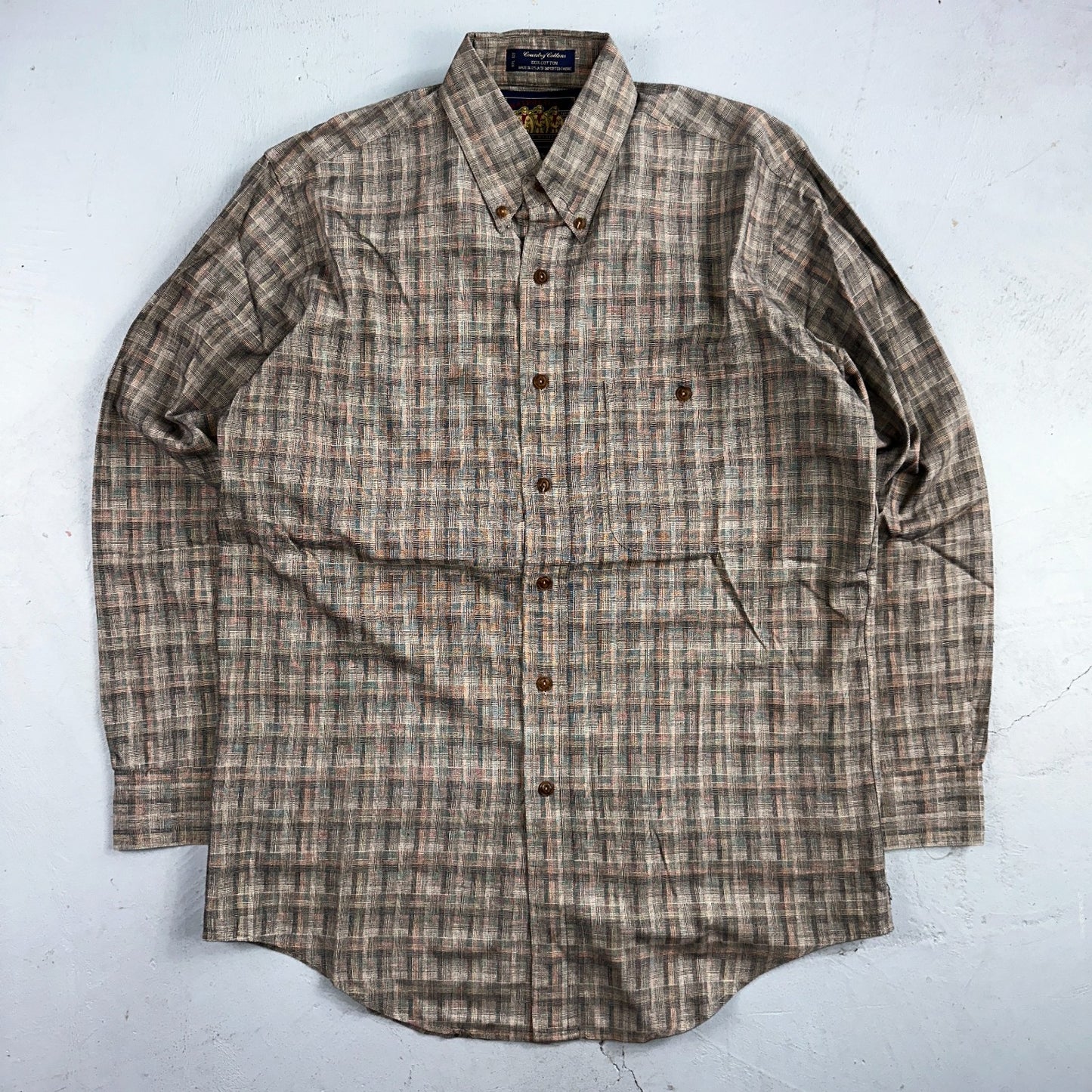 Vintage 90s Ralph Lauren Chaps 15 Plaid Shirt Grey Country Cottons Classic