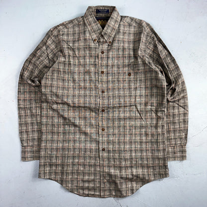 Vintage 90s Ralph Lauren Chaps 15 Plaid Shirt Grey Country Cottons Classic