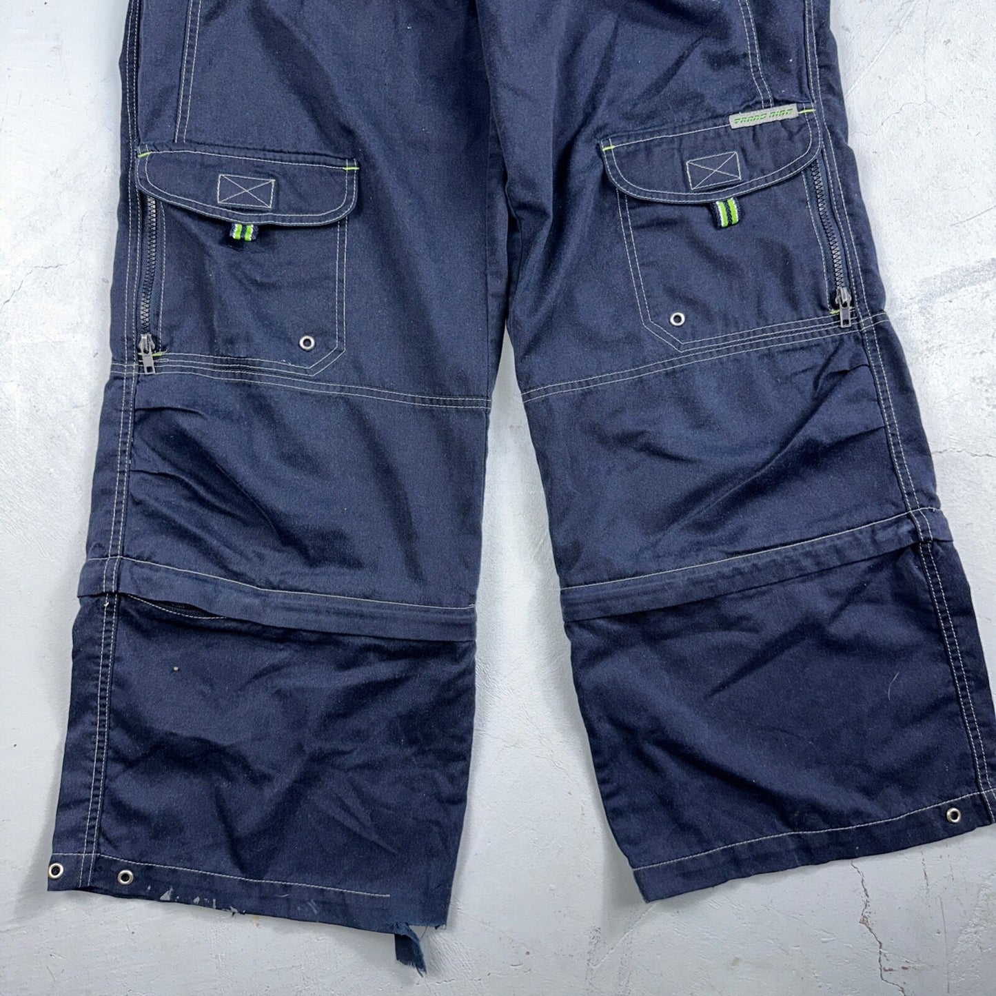 Vintage Trans Nine Rave Y2K Navy Blue Wide Leg Retro Pants Womens 30 x 30