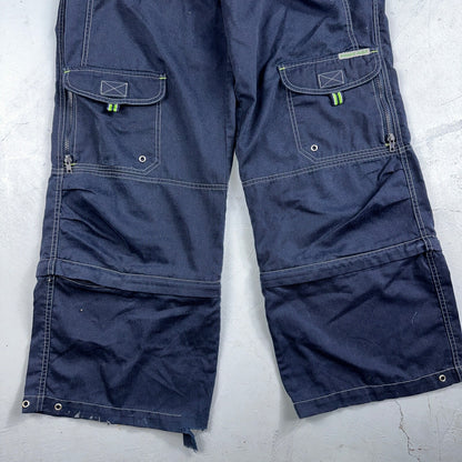 Vintage Trans Nine Rave Y2K Navy Blue Wide Leg Retro Pants Womens 30 x 30