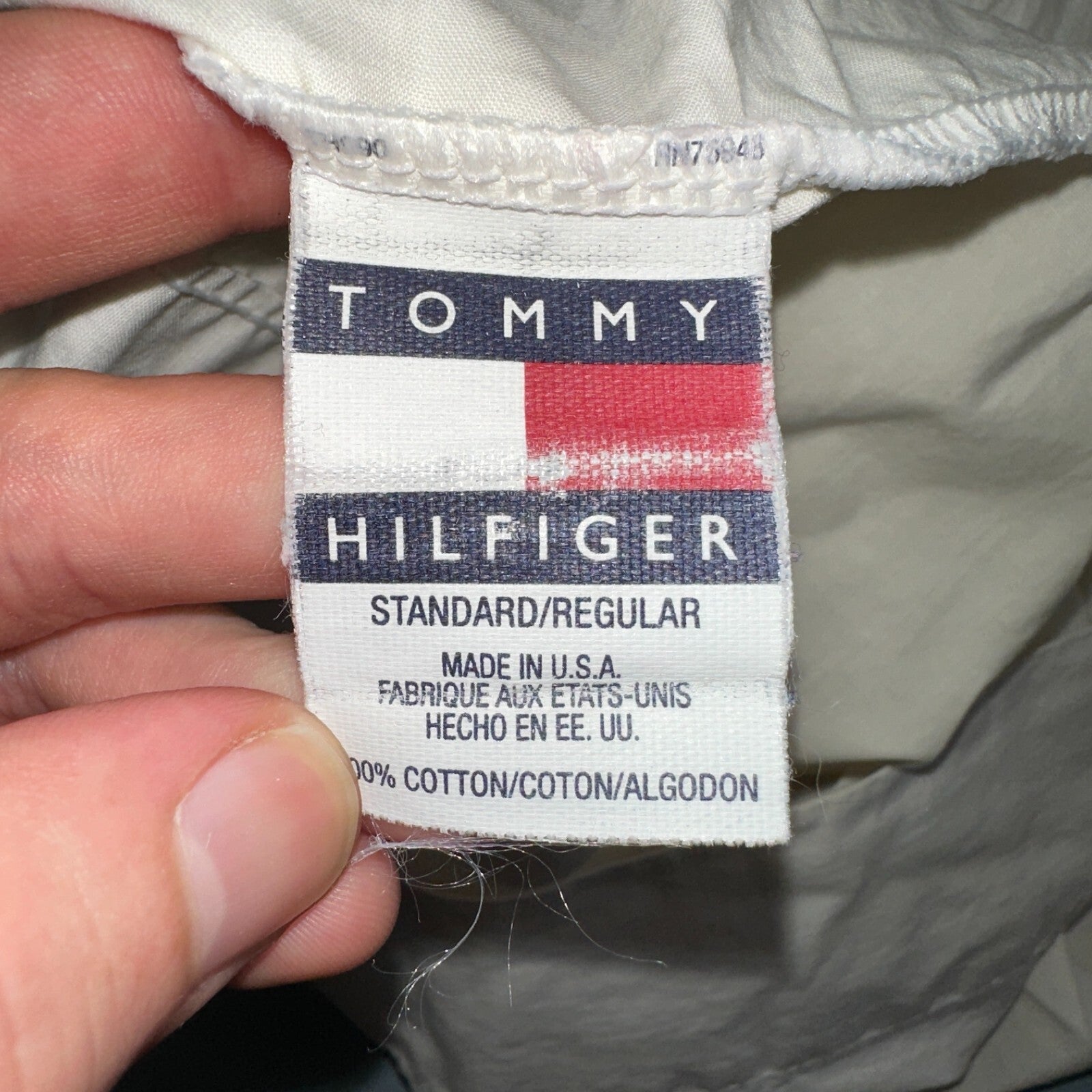 Tommy Hilfiger Vintage Standard Pillowcases White Name Spellout Cool 90s USA
