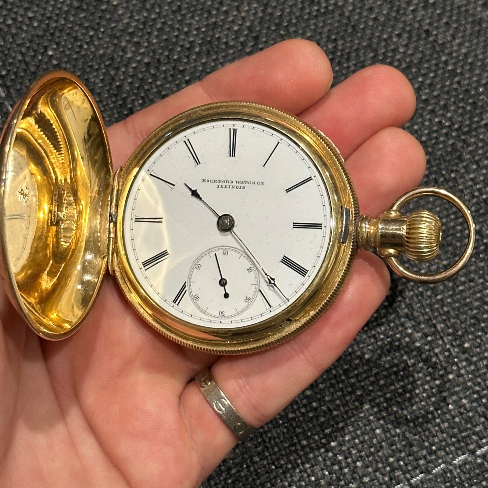 Rare 1882 Rockford Watch Co. Illinois Working Pocket Watch Hunter Case