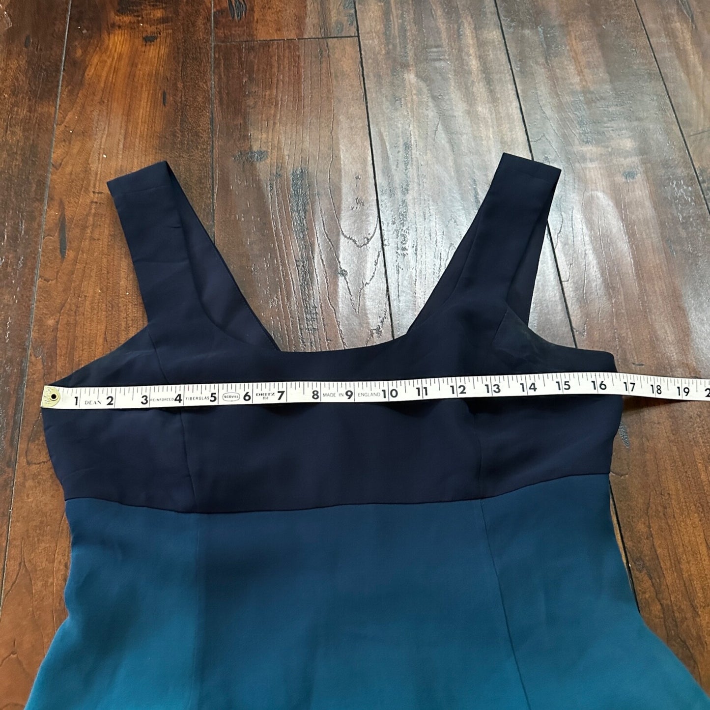 Dana Buchman Gradient Blue 100% Silk Sheath Dress Sleeveless Lined Women’s 4