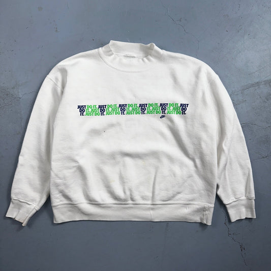 Nike VTG 90s Sweatshirt Crewneck Just Do It USA Logo 1990s White Jumper Gym