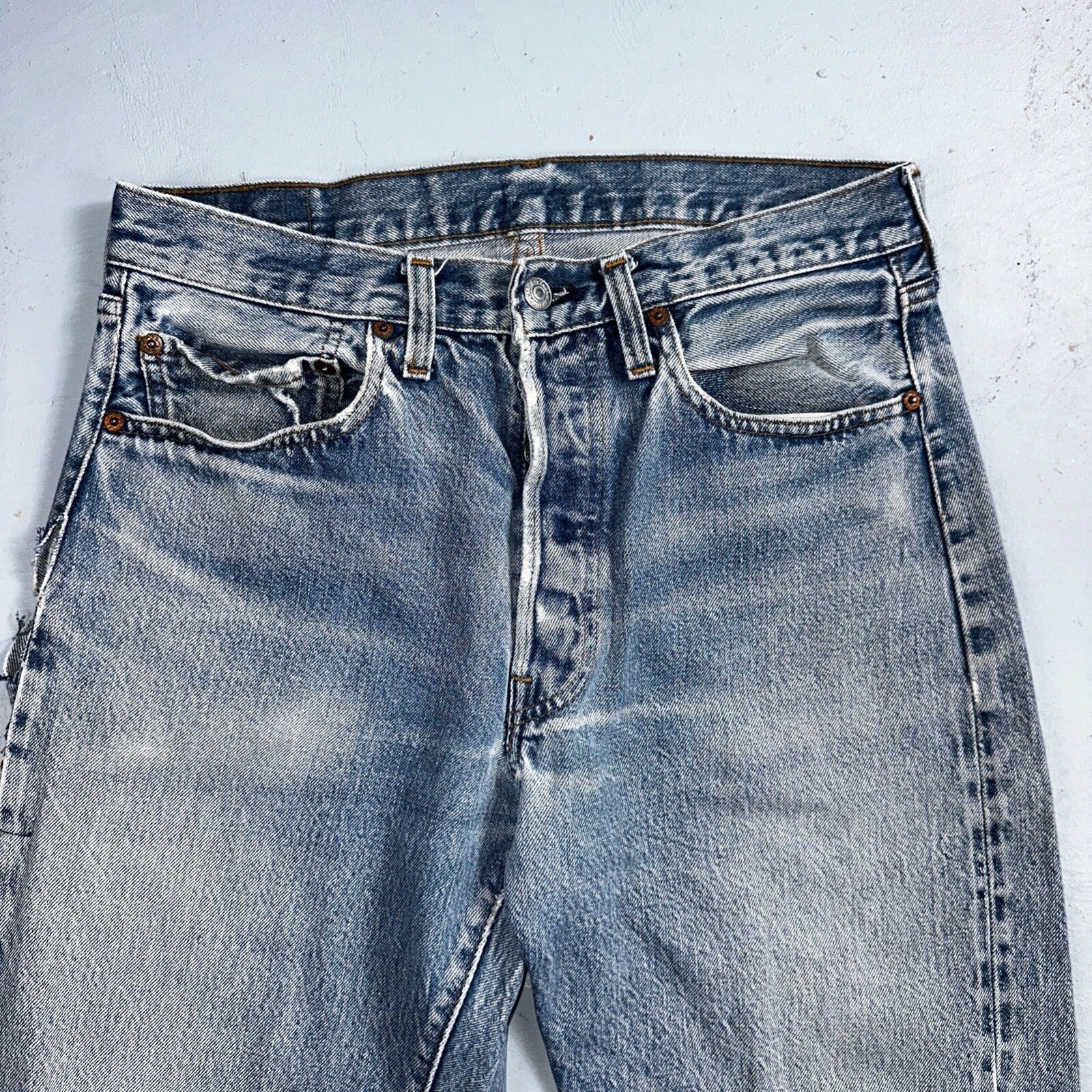 Levis 501 Vintage 80s Redline Selvedge USA XX Jeans Light Wash 33x40 Act 30x34