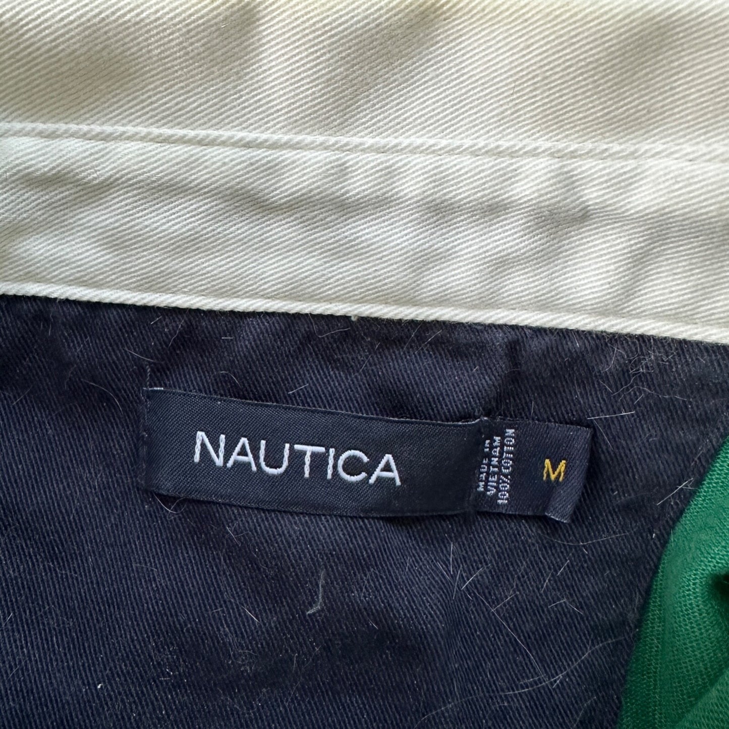 Nautica Men's Long Sleeve Classic Fit Green Polo embroidered logo M 100% Cotton