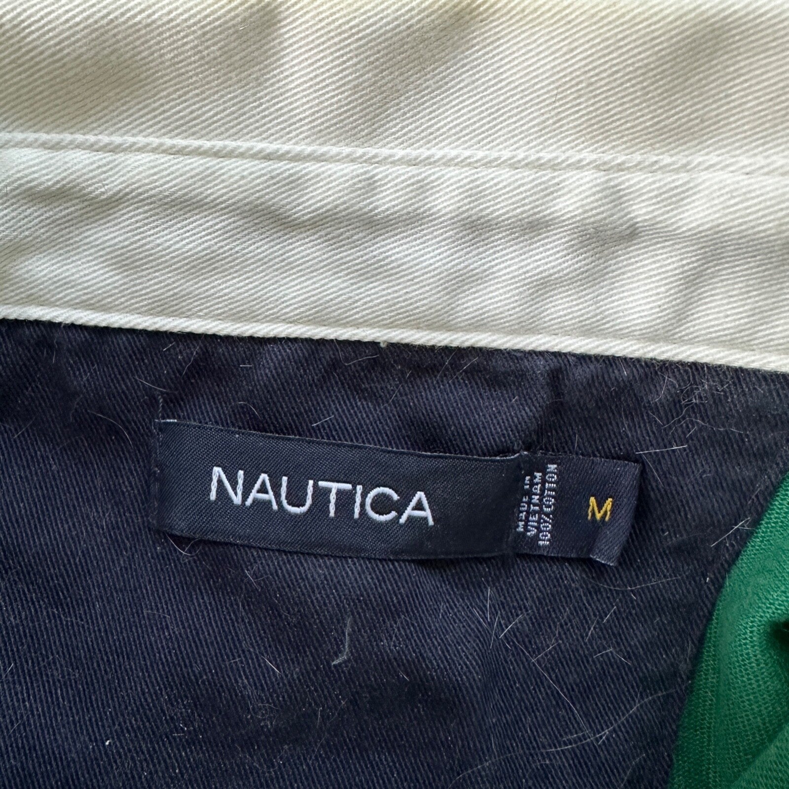 Nautica Men's Long Sleeve Classic Fit Green Polo embroidered logo M 100% Cotton