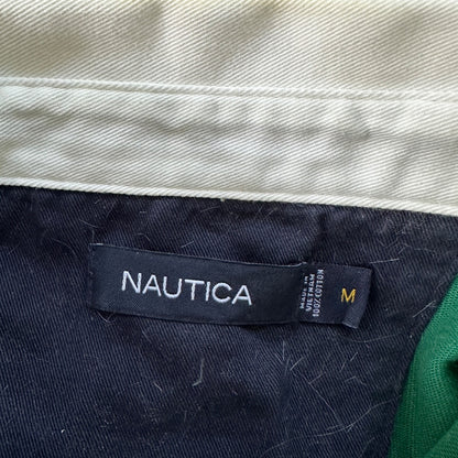 Nautica Men's Long Sleeve Classic Fit Green Polo embroidered logo M 100% Cotton