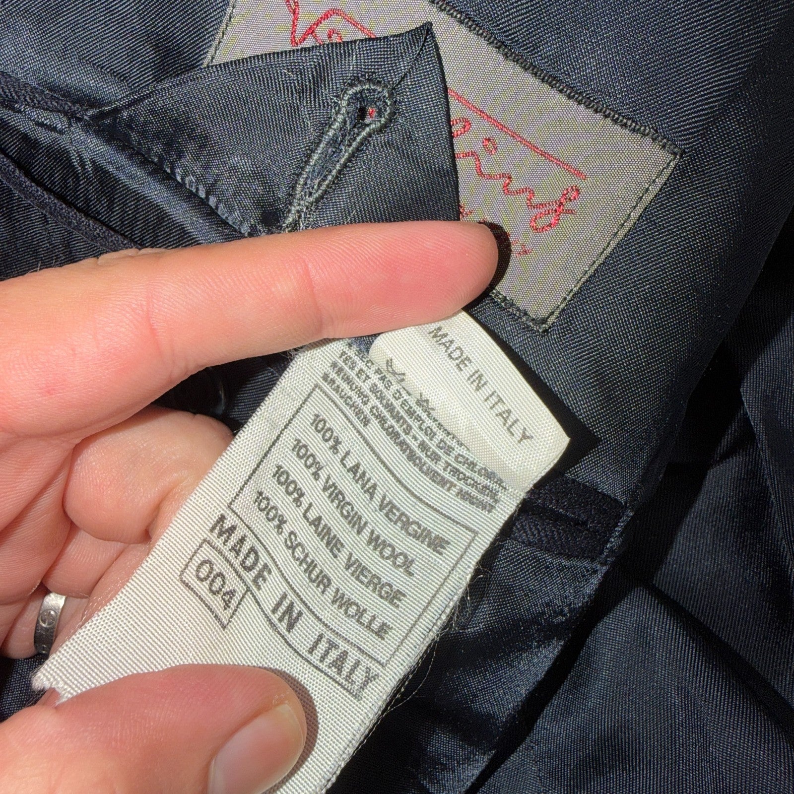 VTG Wool Suit Italy 54 Jacket Sport Coat Virgilini Double Breast Pin Stripe 80s