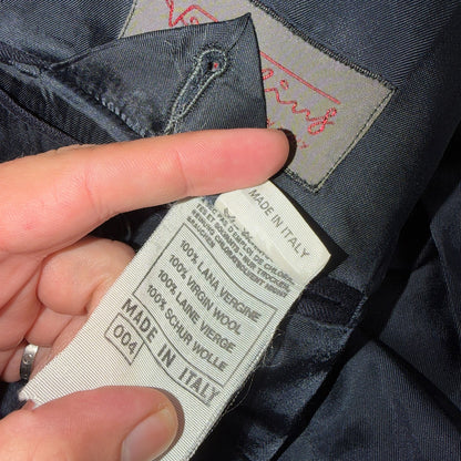 VTG Wool Suit Italy 54 Jacket Sport Coat Virgilini Double Breast Pin Stripe 80s