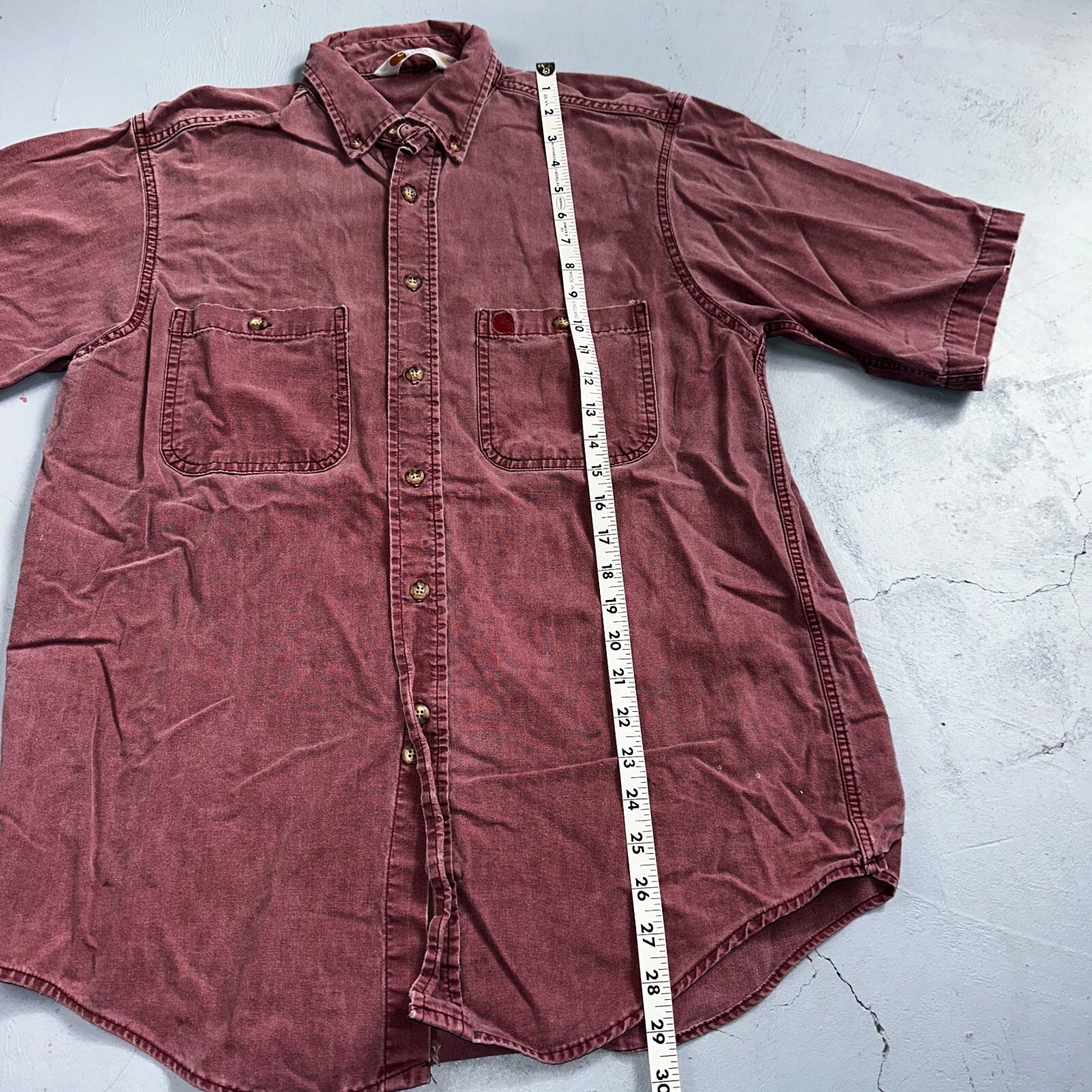 Carhartt Vintage Shirt Mens M Purple Maroon Rugged Outdoor Wear Button 90s
