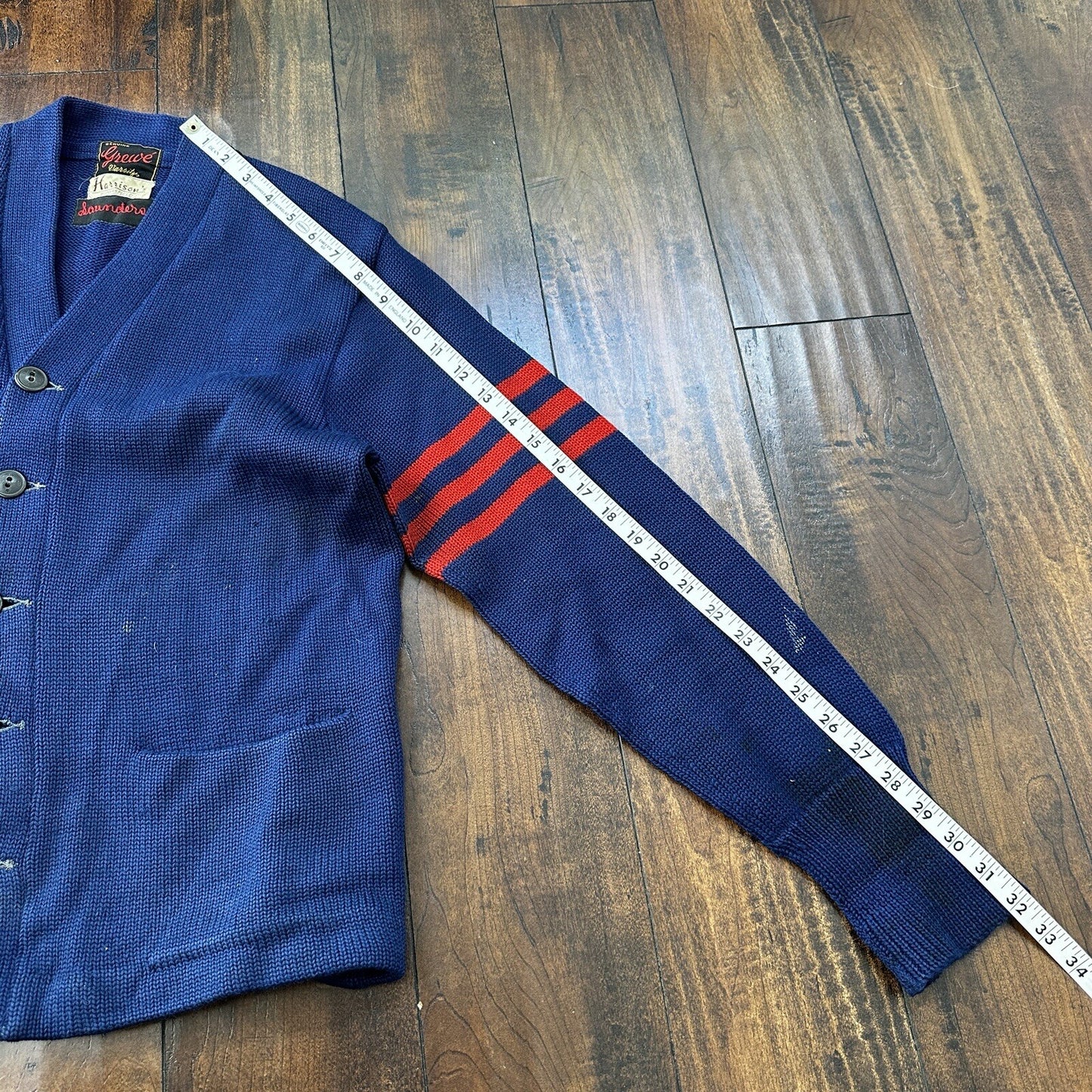 Vintage Men's Varsity Letter Sweater 50s Cardigan Grewe Sz 40 Rockabilly Wool