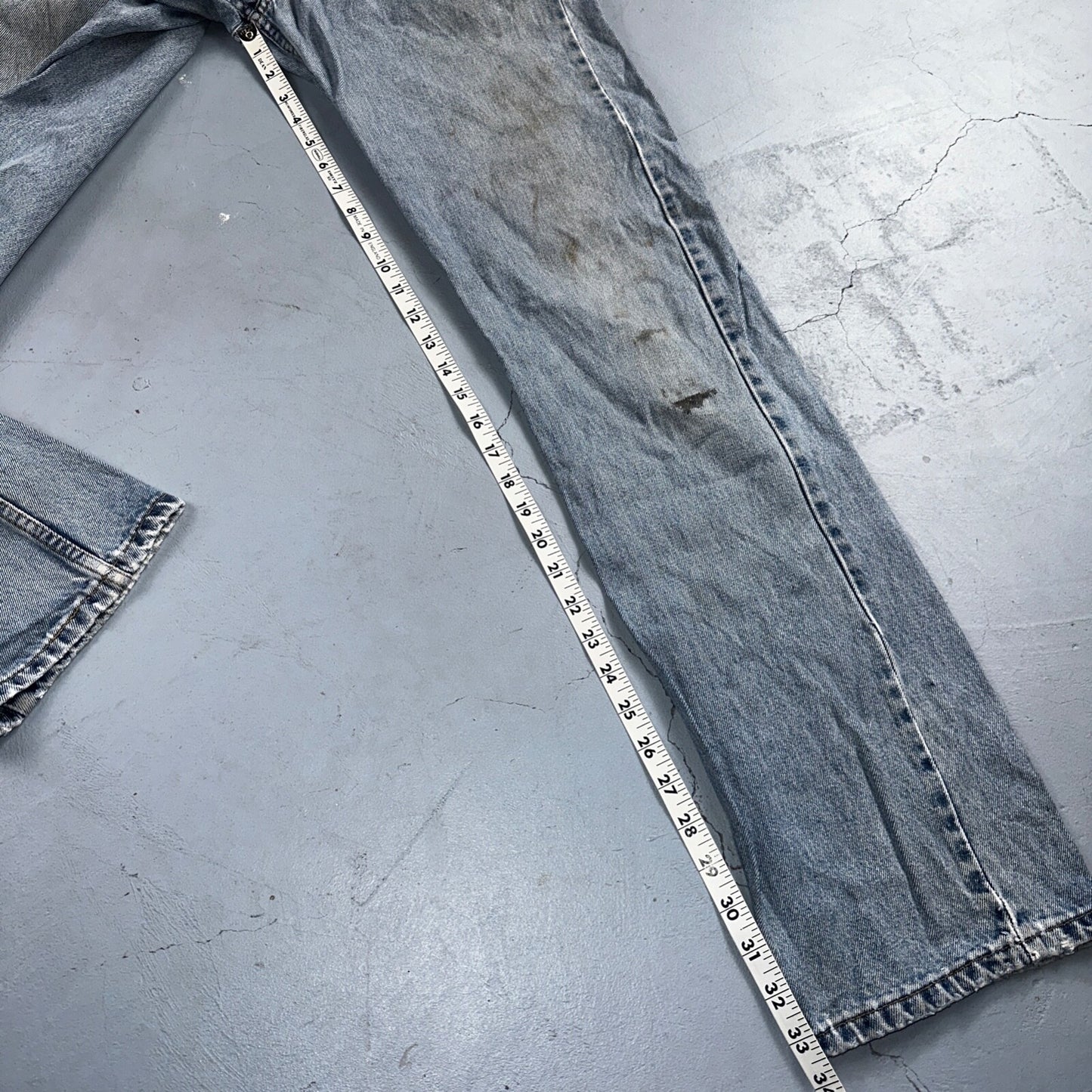 Levis 505 Vintage 90s Columbia Straight Leg Jeans Blue Light Wash 30x34 Ac 28x33