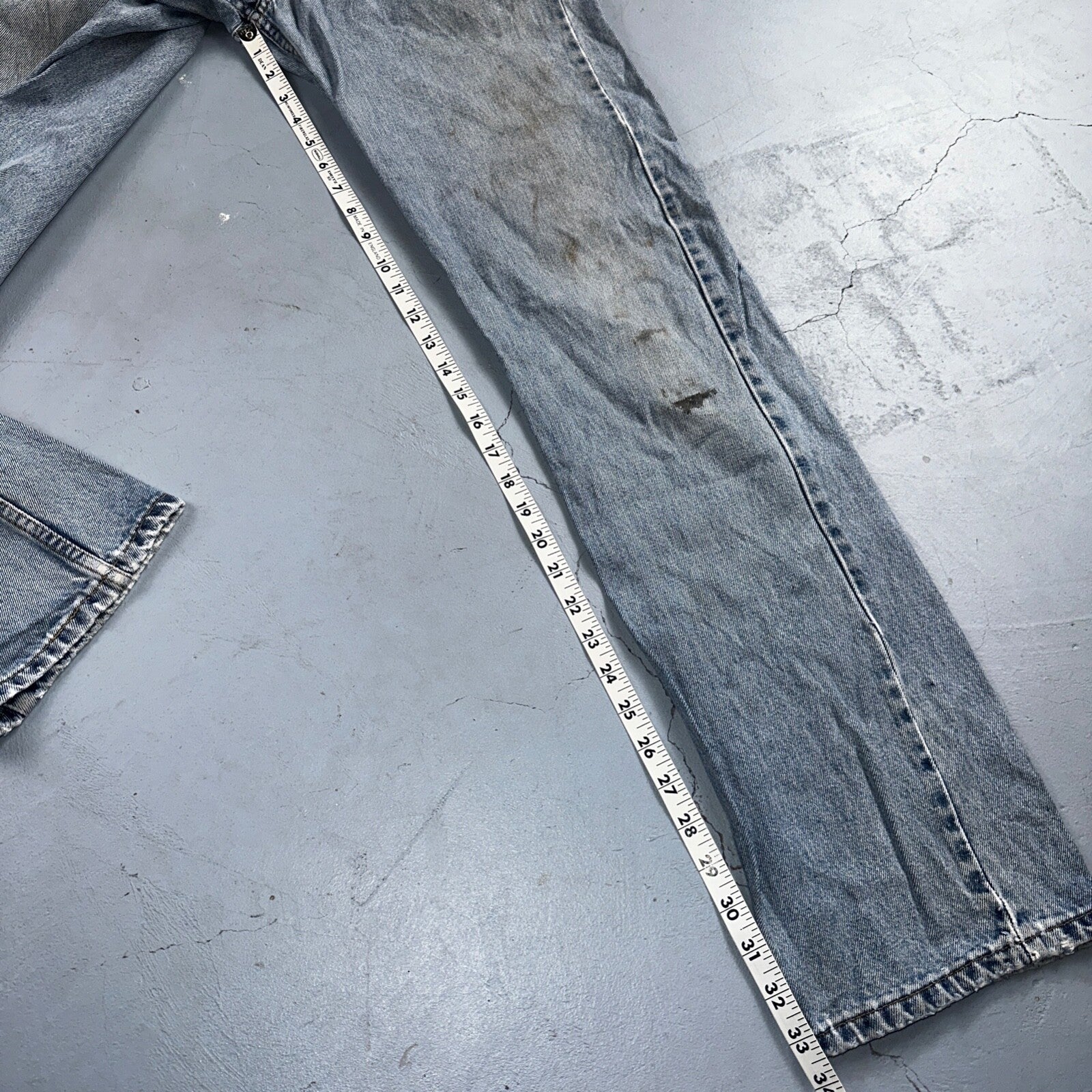 Levis 505 Vintage 90s Columbia Straight Leg Jeans Blue Light Wash 30x34 Ac 28x33