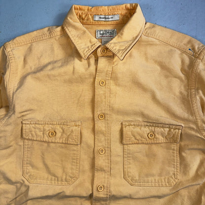 Vintage LL Bean Chamois Cloth Flannel Shirt Mens L Tall Yellow Made in USA 90s