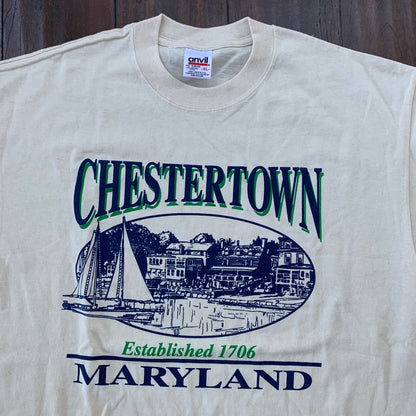 Chestertown Maryland Vintage T Shirt East Coast Anvil 90s Y2K Travel Ships Band