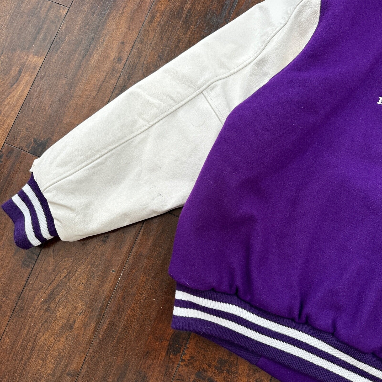 VTG Stray Angels Varsity Leather Letterman 70s Jacket XL Portland Cars Racing